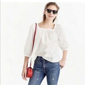 J crew white peasant blouse top